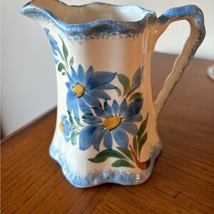 Hand painted from Tennessee 
Floral Blue and White Ceramic Pitcher